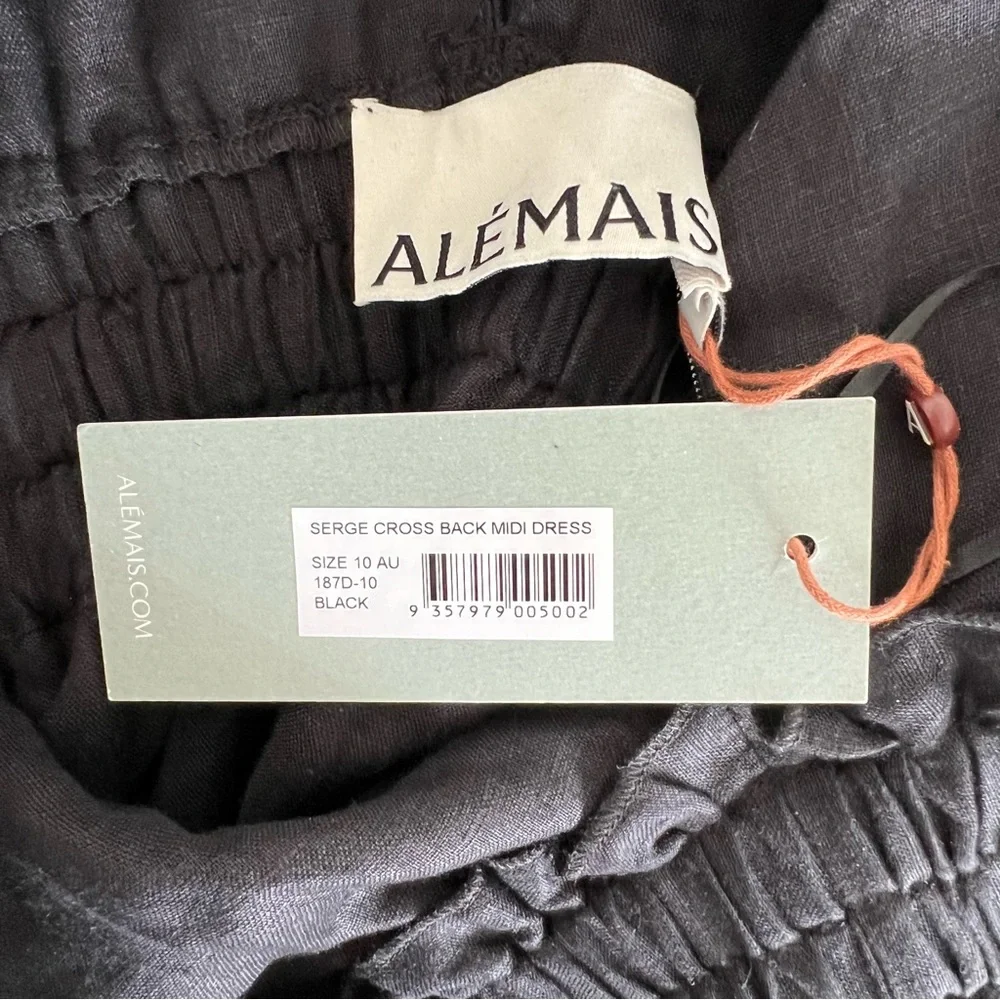 NWT Alemais Serge Cross Back Linen Dress Back 6 - Picture 7 of 7